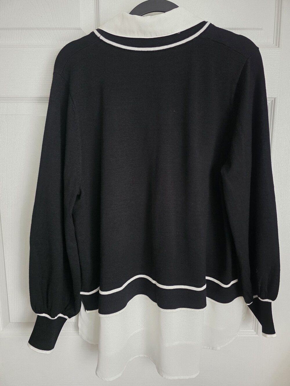 NWT Adrianna Papell Tipped V-Neck Twofer Sweater Black Size 1X - Picture 2 of 10